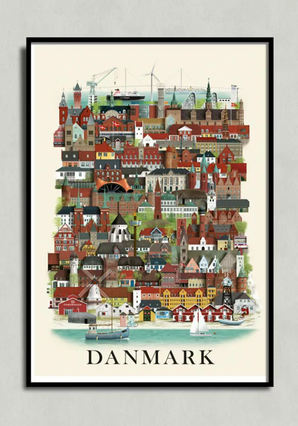 Danmarkplakat, Denmark poster, Denmark print